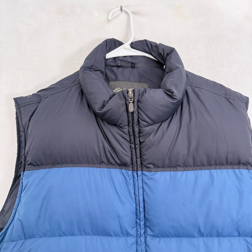 Eddie Bauer Puffer Vest Jacket Mens 2XL Blue Full Zip Down - Picture 2 of 8